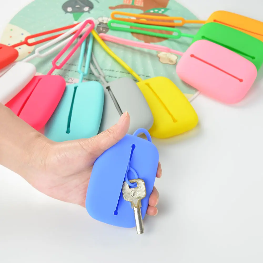 

Square Silicone Key Bag Candy Color Key Chain Creative Female Silicone Key Storage Bus Card Set Card Bag Key Holder Card Holder