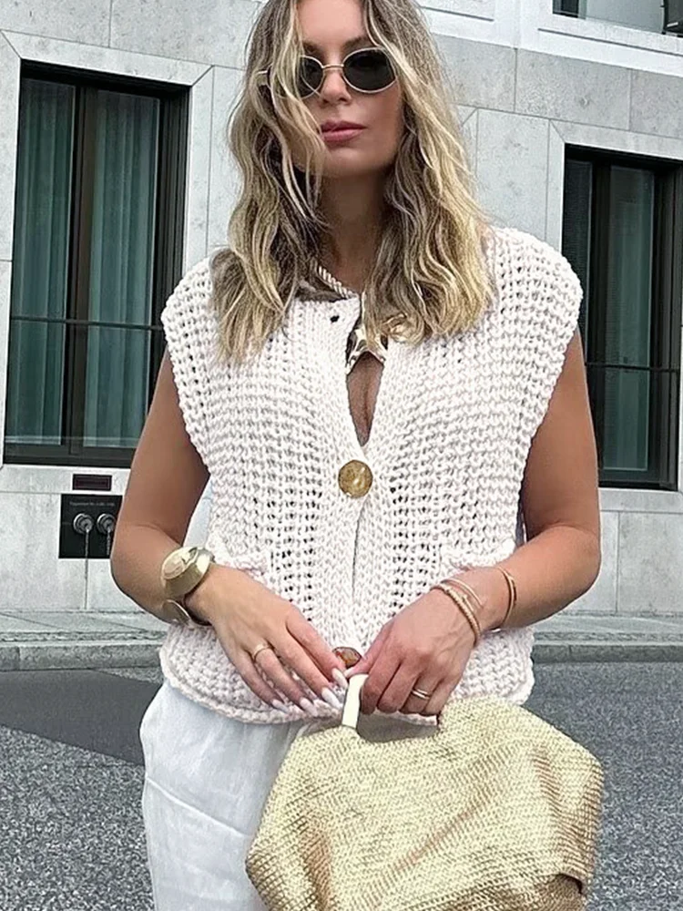 Sleeveless Knitted Vest Women