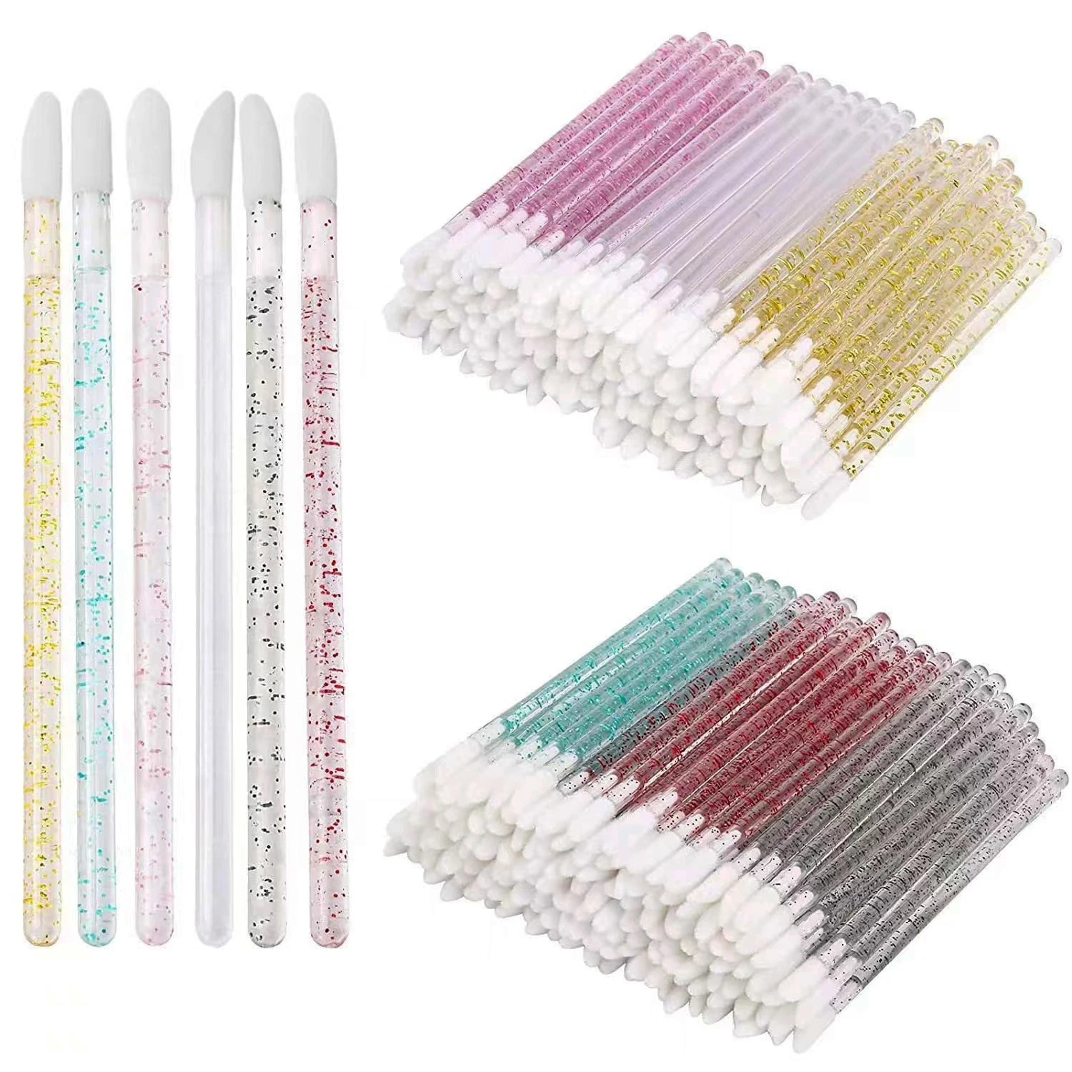 100PCS Disposable Lip Brush Mascara Applicator Lipstick Wands Eyeshadow Lip Gloss Cleaning Make up Brushes Eyelash Tools