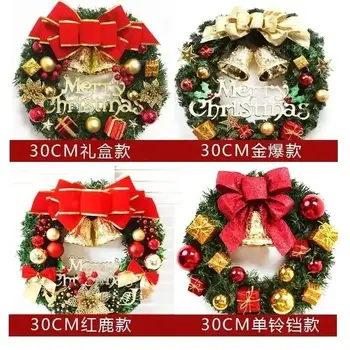 30cm Christmas Wreath Artificial Wreath Door Decor Hanging Pendant Window Props Background Christmas Tree Decorations 2