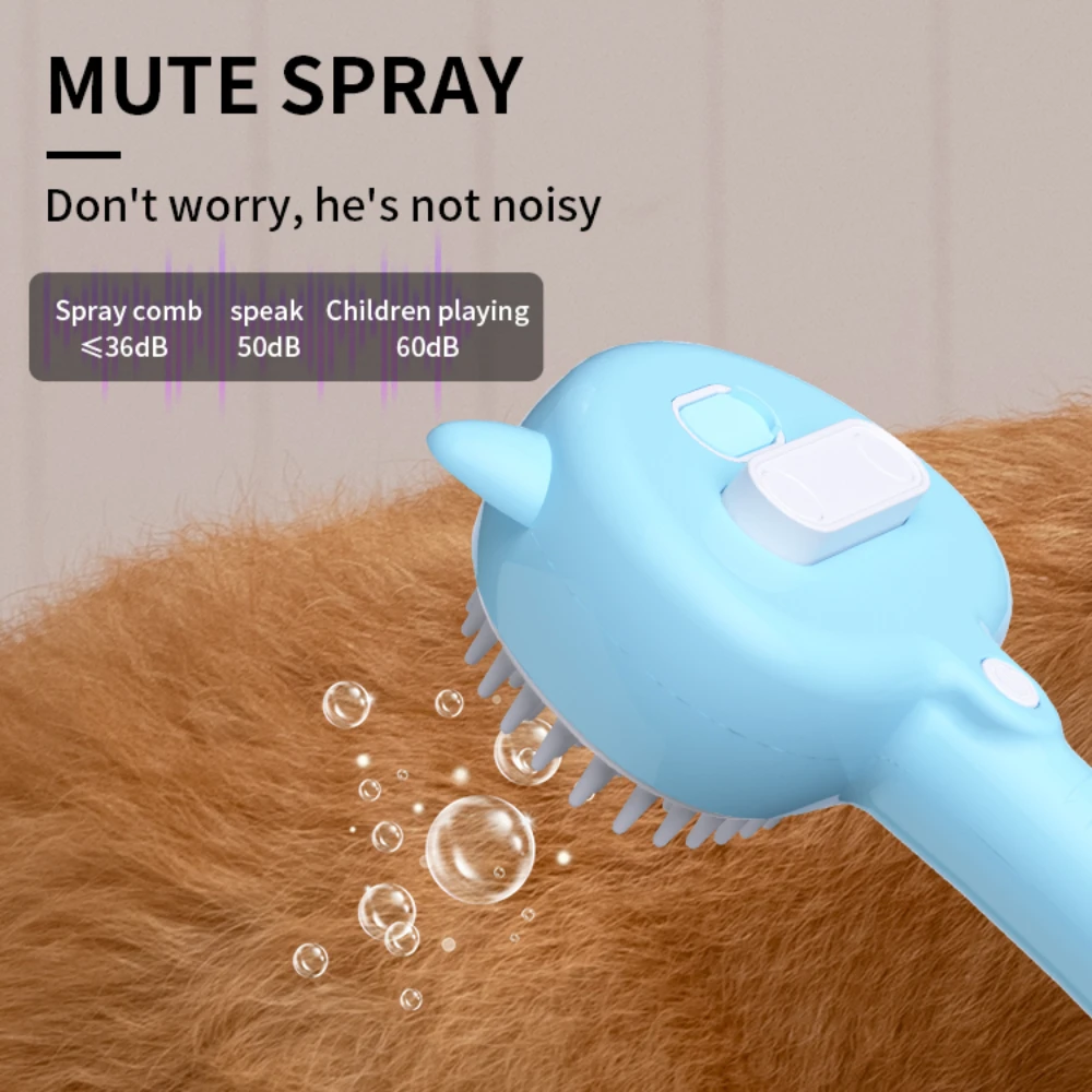 Pet Massage Comb USB Electric Self-cleaning Cat Steam Brush Cartoon Cat Long Handle Hair Remover Comb Dog Grooming Accessories 5
