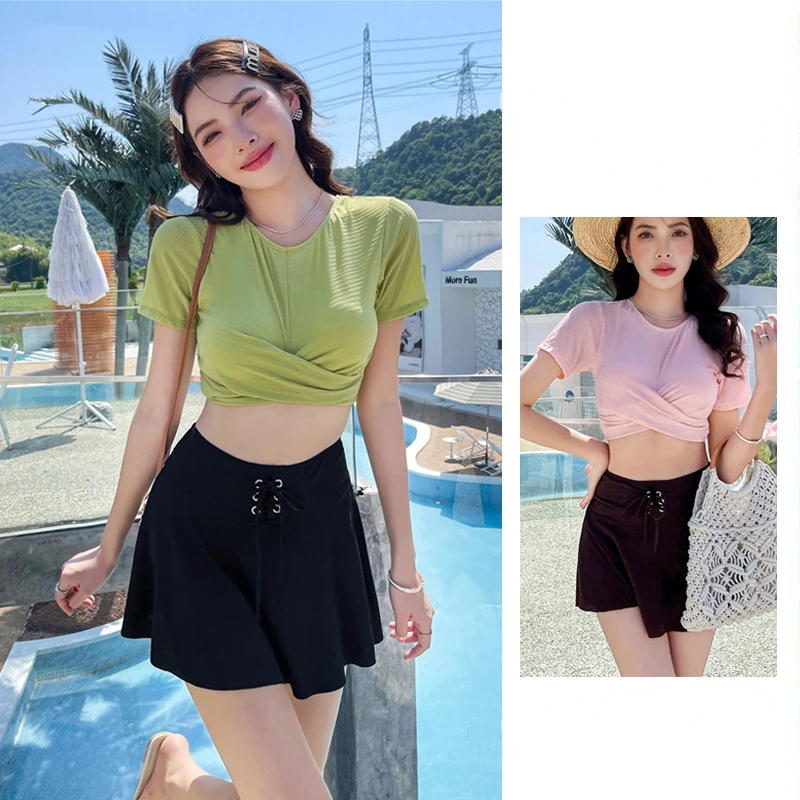 

Bikini Set Women Sexy Swimsuit Bather 2 Piece Swimming Beachwear Lady Bathing Suit High Waist 2023 Sweet Design Preppy Swimwear