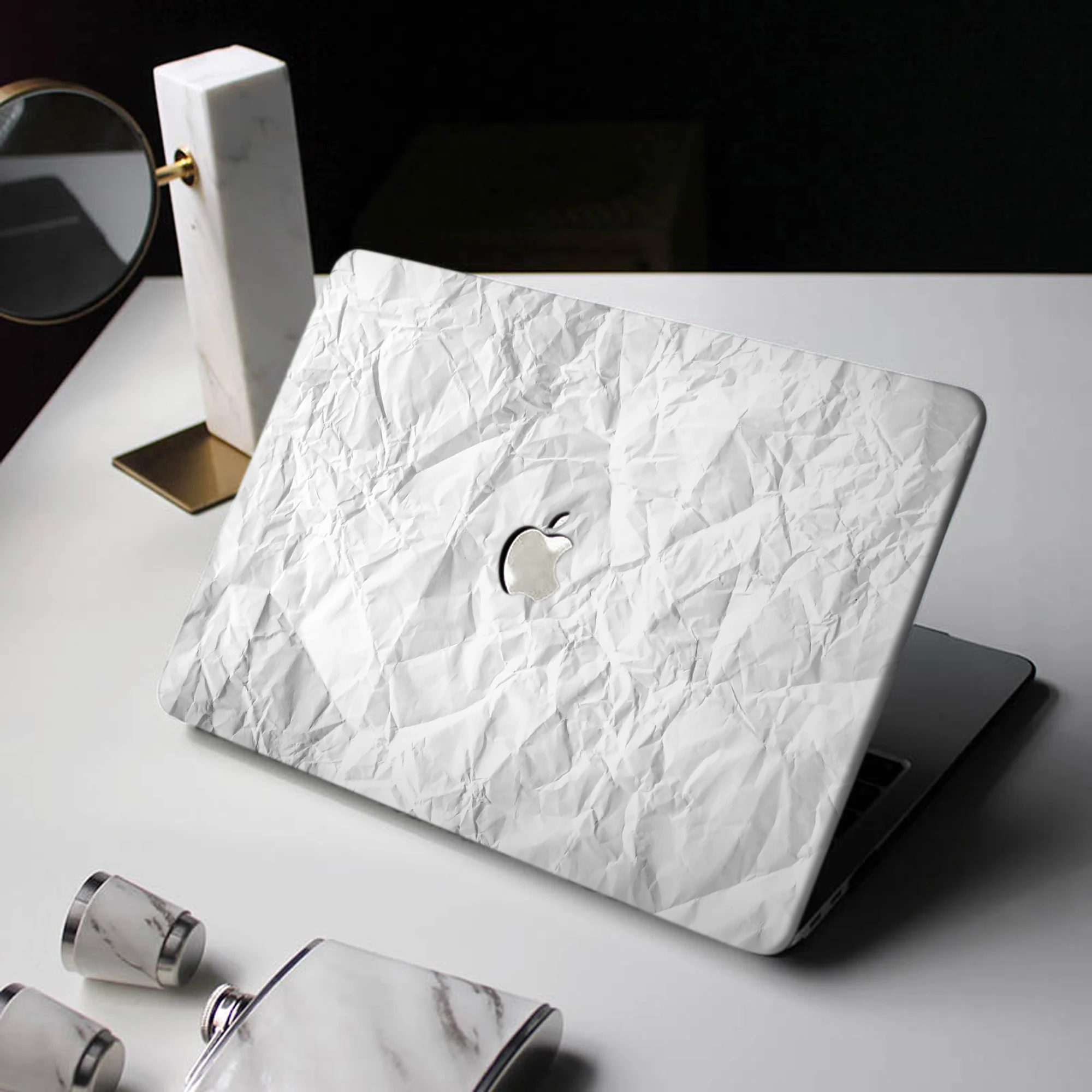 Laptop de Papel Amassado Branco Macbook Air 13 m2 2023 A2337 A2179 A2338 Chip m1 Pro A2289 A1466 Versão Mais Recente Case de