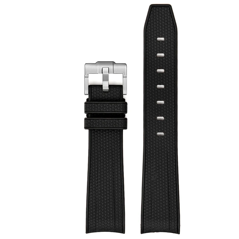Diving Curved End Silicone Rubber Watch Strap, 20mm