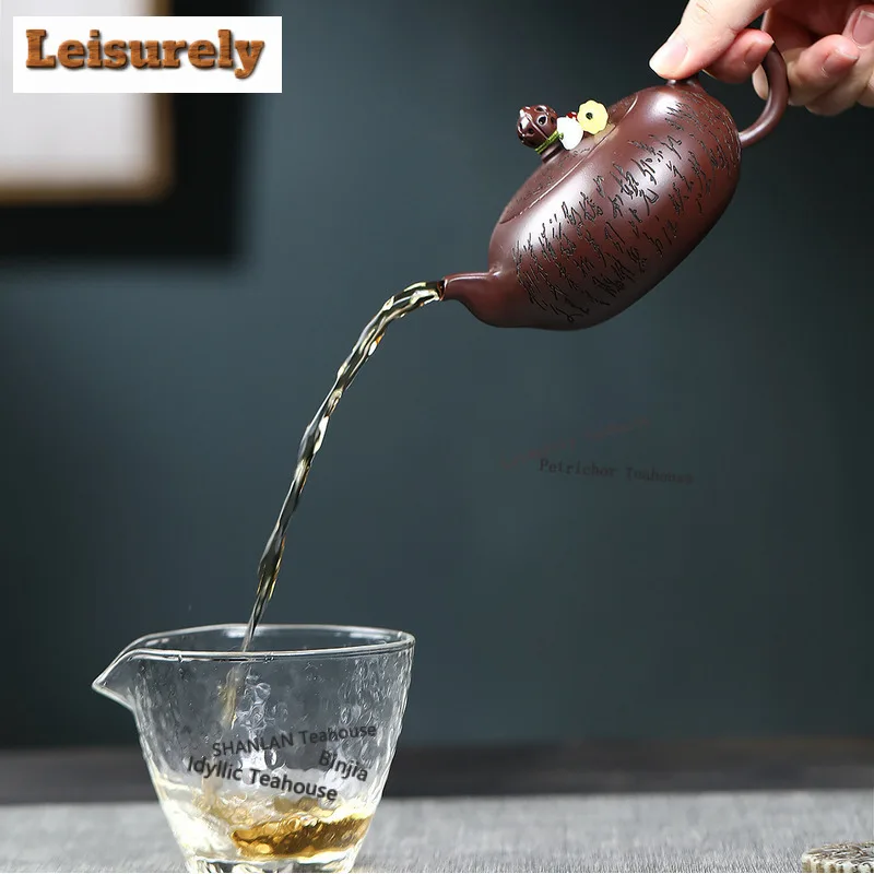 230ml Aesthetic Yixing Purple Clay Teapots Handmade Xishi Pot Raw Ore Zhu Mud Kettle With Infuser Chinese Zisha Teaset Supplies