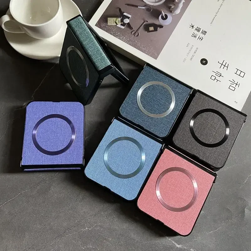 Luxury Magnetic Magsafe Wireless Charging Hinge Case with Cloth Texture - Shockproof and Durable Cover