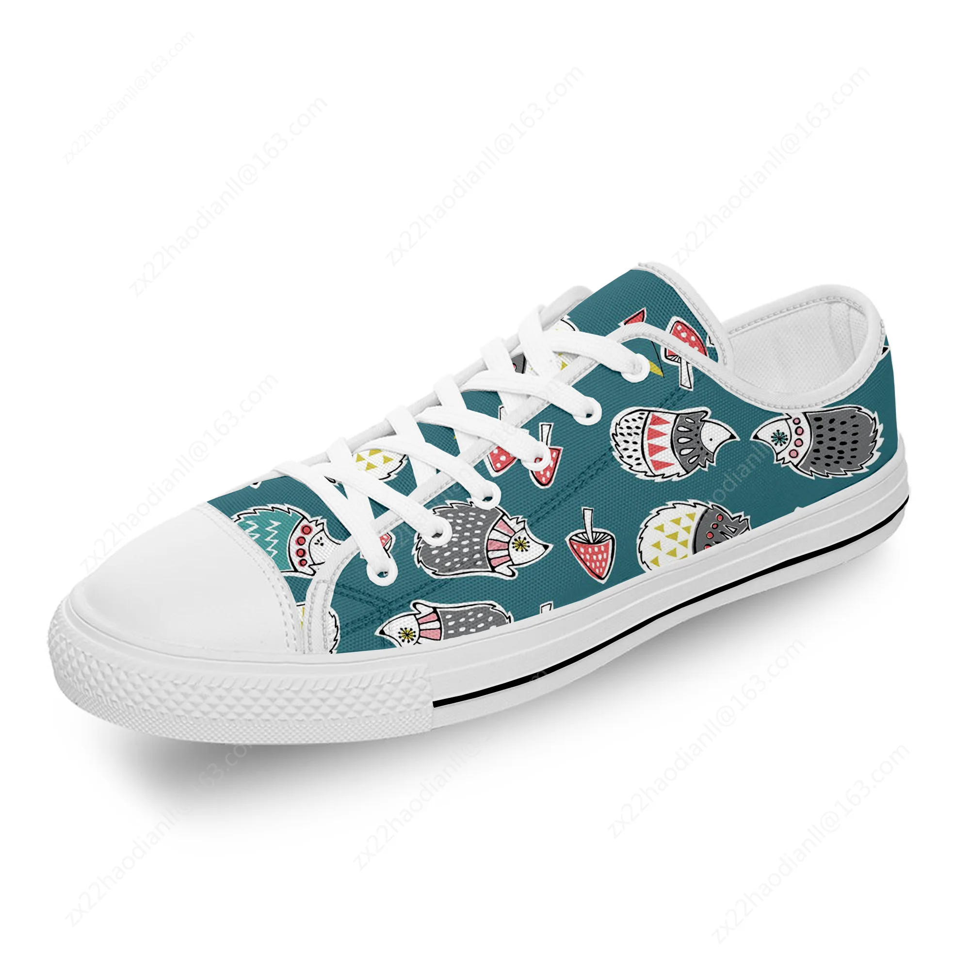 Cartoon Anime Hedgehog pattern White Cloth Fashion 3D Print Low Top Canvas Shoes Men Women Lightweight Breathable Sneakers