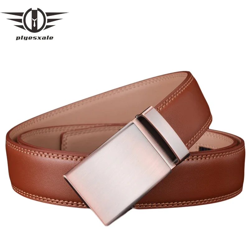 Plyesxale Designer Cinture Uomo Cintura In Vera Pelle Di Alta Qualità Cinture Da Uomo Lusso Ceinture Homme Luxe Marque Marrone Automatico G50
