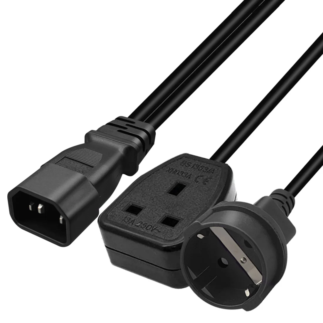 JORINDO IEC 320 C14  ÷- 4.8MM   3 Ȧ  AC  ڵ, EU + UK ǥ   ̺
