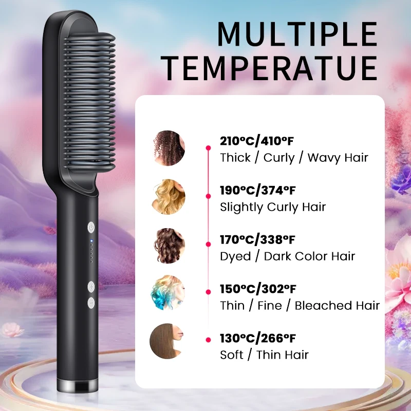 KSKIN Hot Sale Hair Straightener 2 in 1 Brush Multifunctional Professional Hair Flat Iron Comb