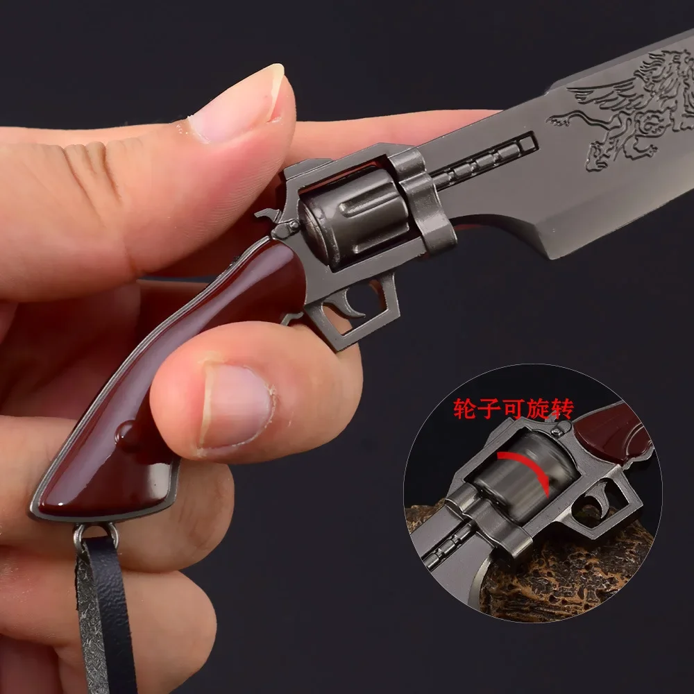 22cm GunBlade Sword Fantasy Game Weapon Metal Model Butterfly Knife Peripheral Machine  Style Elite Metal Keychain Gift Toys Kid 5