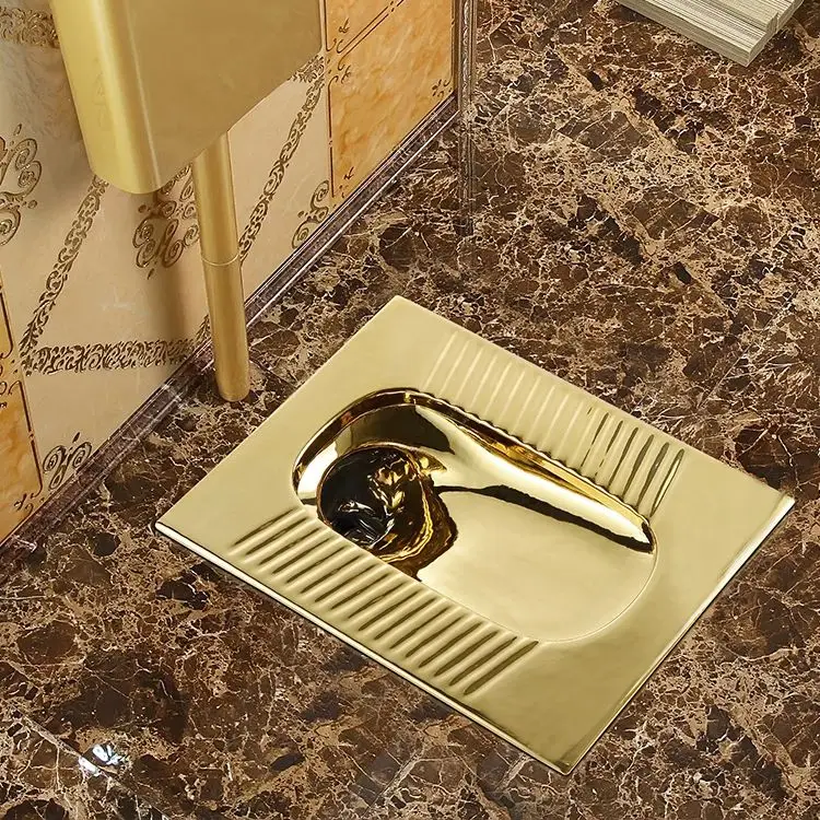 *Gold Toilet Flushing Cistern Set Ceramic Toilet Anti-Blocking Deodorant Concealed Squat Toilet Potty Chair 5