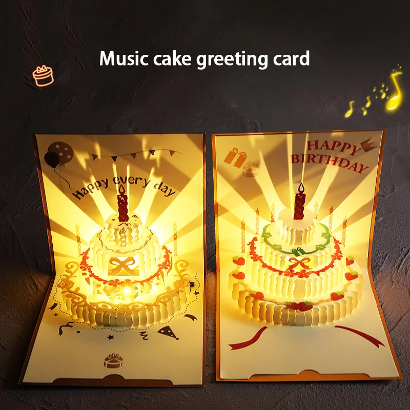 Musical greeting cards 3D Pop Up Gift Card with Led Music Gift Cards with Envelope Wedding Decorations for Tables