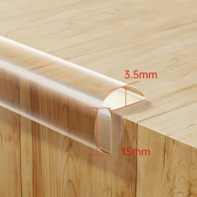 Upgraded New Strong Adhesive Furniture Edge Protection Strip Soft PVC Table Collision Proof Edge Guards Transparent Bumper Strip 15MMX3.5MM