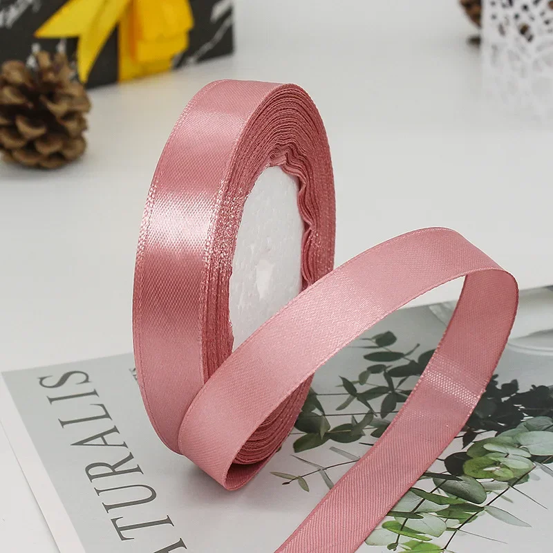 Solid Color Satin Ribbons - Handmade DIY Accessories for Weddings and Gift Wrapping (25 Yards)