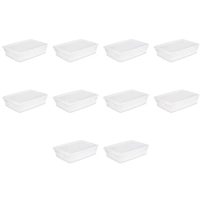 

Sterilite 28 Qt. Storage Box Plastic, White, Set of 10