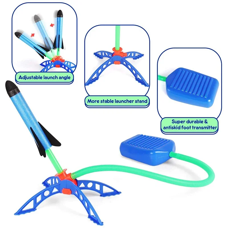 Air Rocket Toy Kid Foot Pump Launcher Outdoor Air Pressed Stomp Soaring Rocket for Children