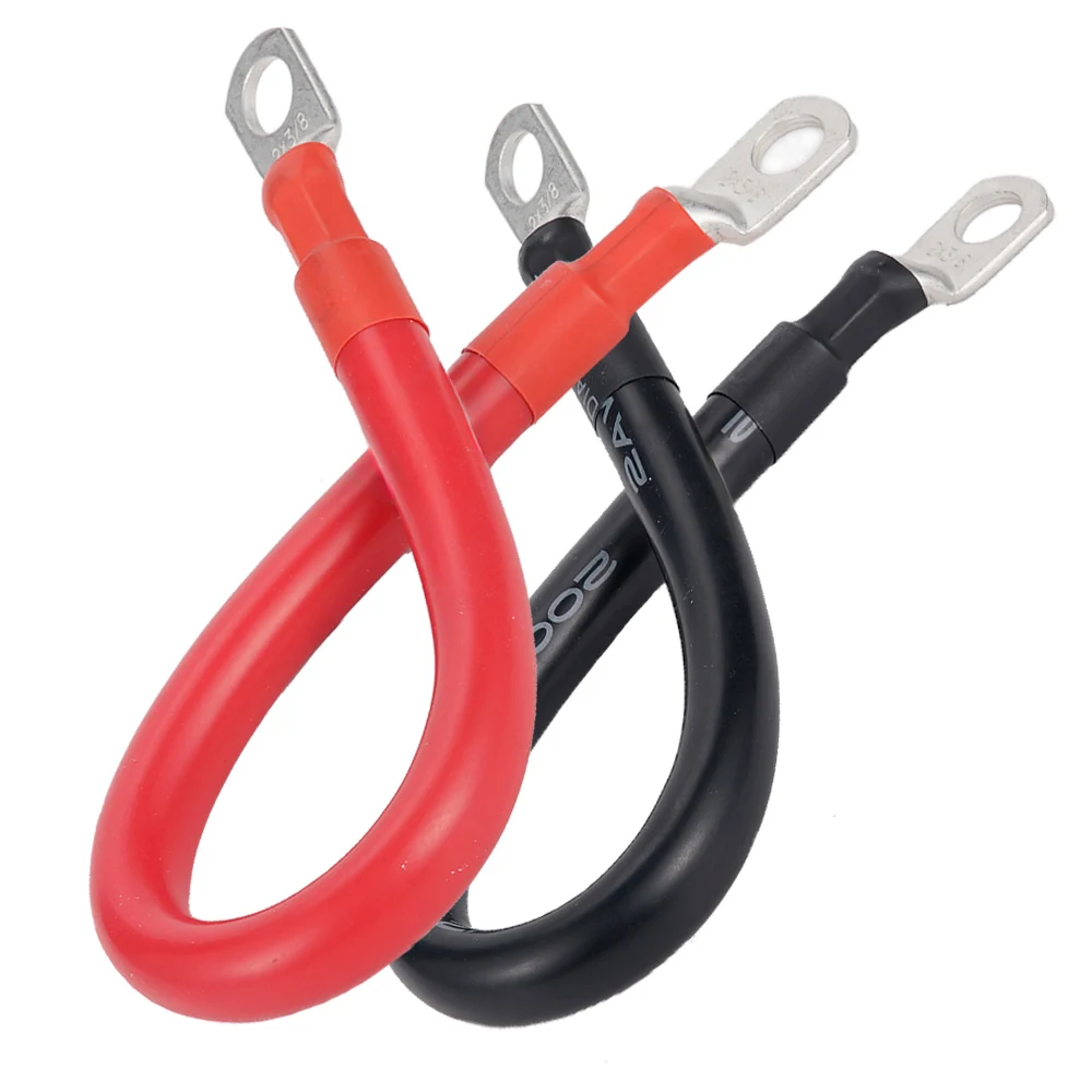 

2/4AWG 30/50CM Silicone Tinned Copper Energy Storage Connection Wire Car Inverter Battery Extension Cable With 3/8 M10 Terminal