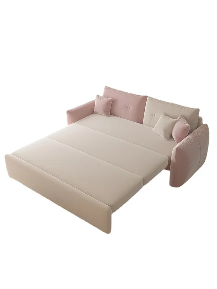 

ZL Sofa Bed Foldable Dual-Purpose Storage Multifunctional Light Luxury Fabric Cream Style