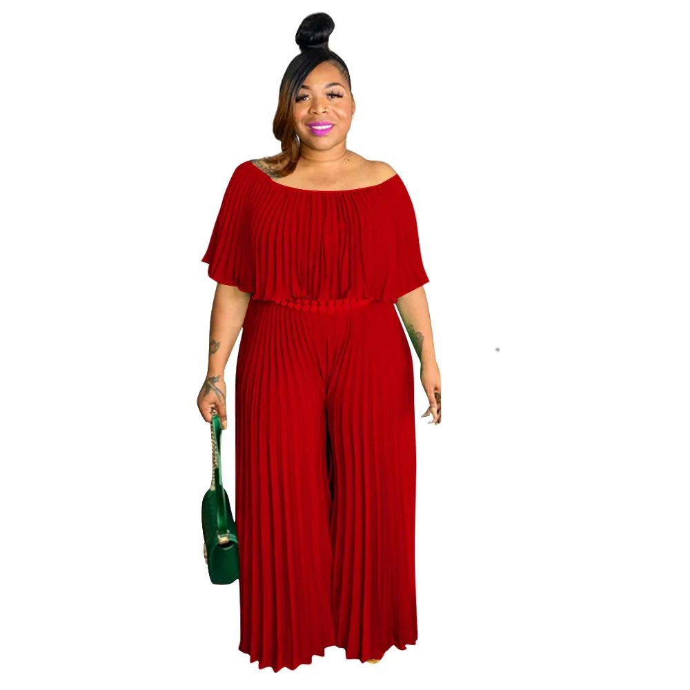 Plus Size Women Jumpsuit Ruffle One Piece Outfit 2023 Summer Casual Lady  Tracksuit Club Cloth Summer Fashion Wide Leg Pants - AliExpress