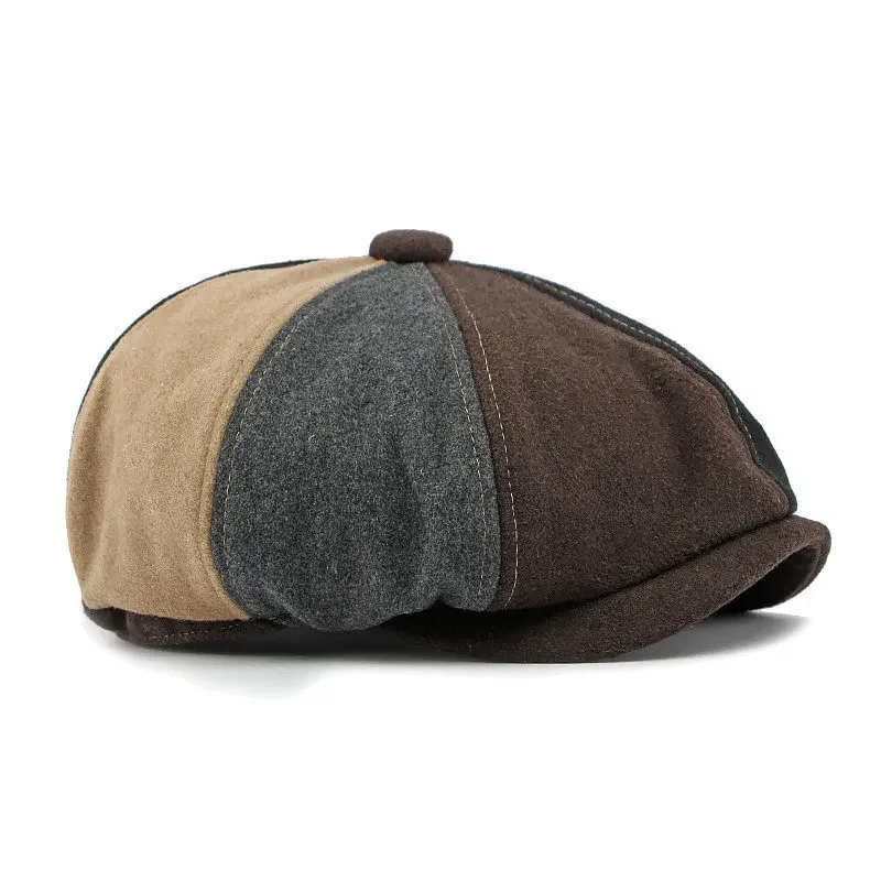 Autumn and Winter Polyester Solid Newsboy Caps Flat Peaked Cap Men and Women 163 newsboy cap newsboy hat