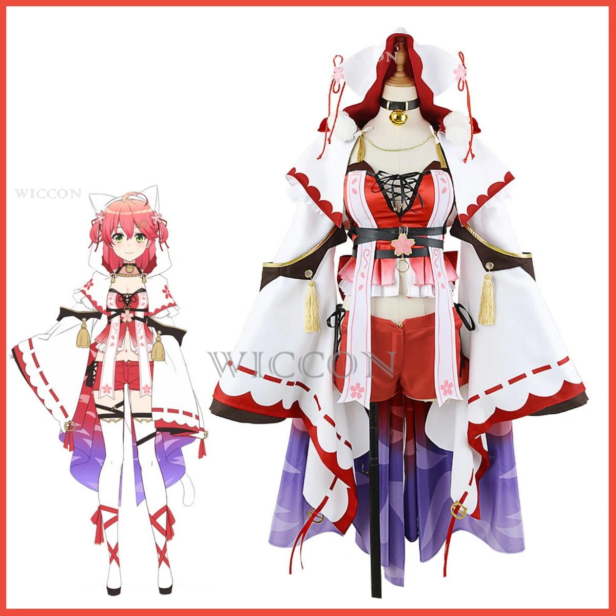 

Anime Virtual YouTuber Sakura Miko Cosplay Costume Hololive Wig Kimono Skirt Cloak Woman Sexy Kawaii Carnival Christmas Suit