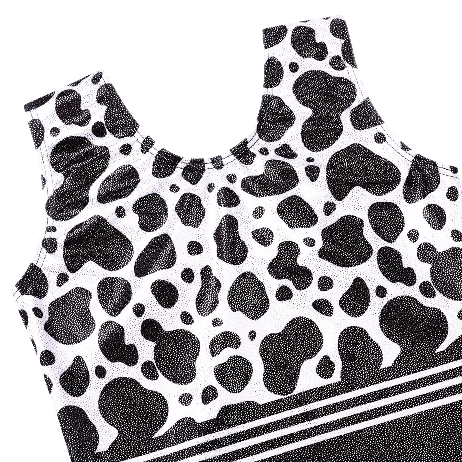 BAOHULU Sleeveless Ballet Leotard for Girls Speckled Print Gymnastics Outfit Black Color Professional Practice Clothes Dancewear