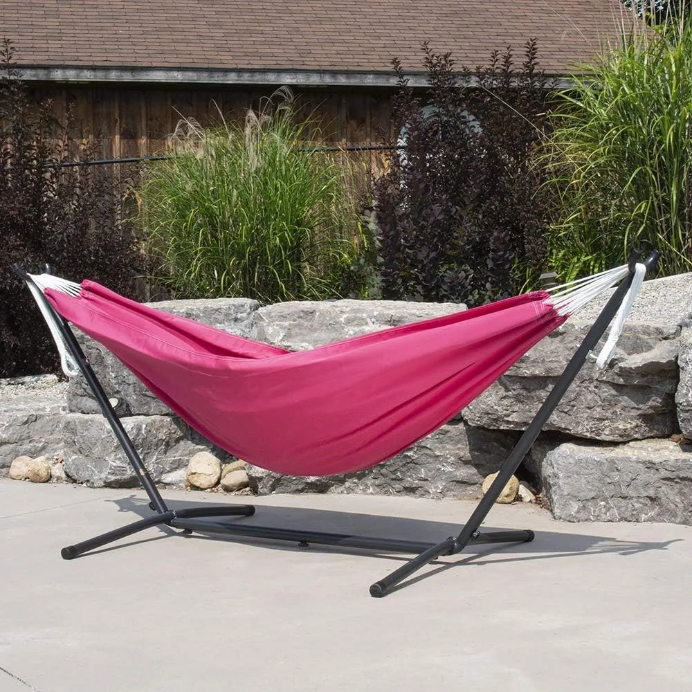 

Double Polyester Hammock with Space Saving Steel Stand, 450 Lb. Capacity, Premium Carry Bag Included, Hammock