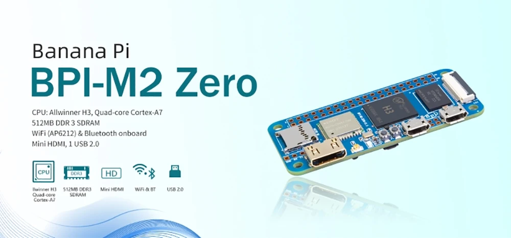 Banana Pi BPI-M2 Zero Alliwnner H3 Cortex-A7 WIFI & BT Same Size As Raspberry Pi