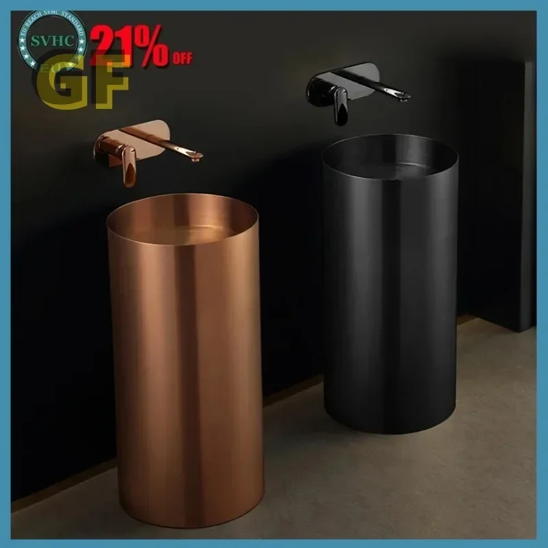 Stainless Steel Wash Basin Floor-standing+Faucet+Copper Drain+Drain Pipe+70CM Inlet Pipe Light Luxury Bathroom Basin 80*40CM