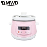 DMWD Household Electric Slow Cooker 1L Stew Pot Porridge Soup Pot Casserole Ceramic Liner 24H Appointment 6 Function 220V 1