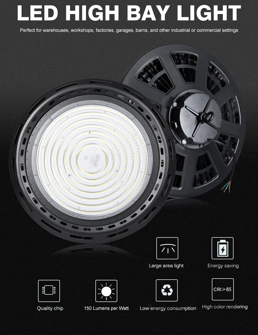 400W LED High Bay Licht AC120-277V Hohe Helligkeit LED Flutlicht Für Werkstätten Herstellung Lagerhäuser IP65 Wasserdicht – Detail 2