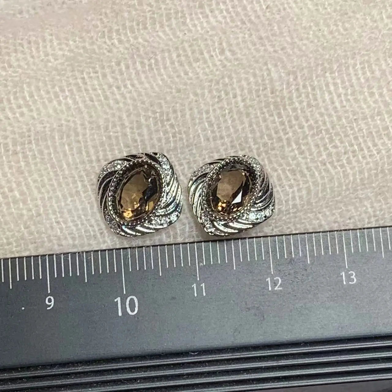 MM Natural Smoky Quartz Stud Earrings For Women Stone 925 Sterling Silver Vintage Gift Prevent Allergy Fine Jewelry