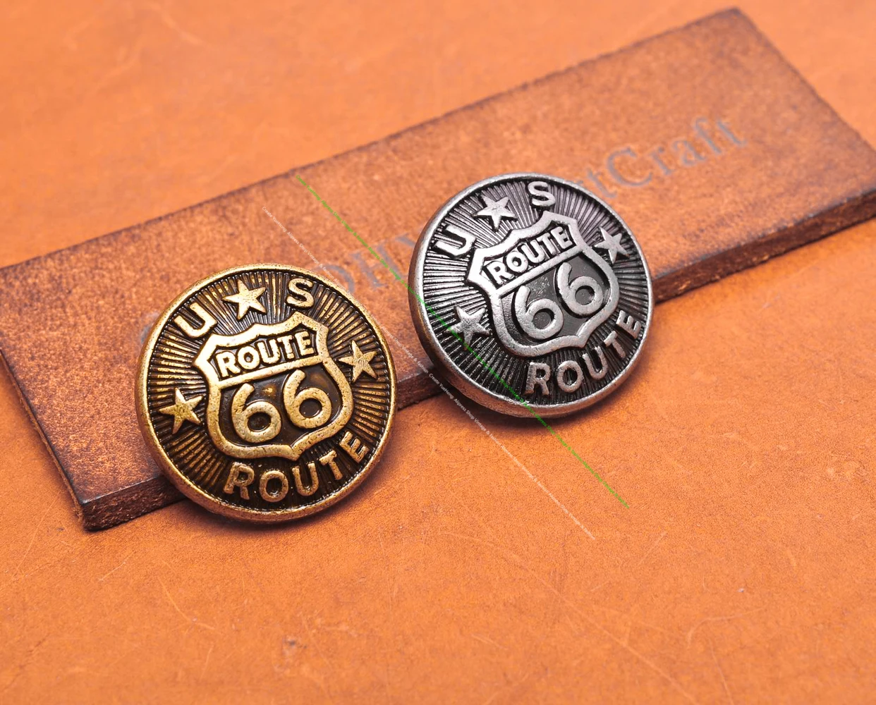 10 Stück 25 mm Antik Silber Motorrad Biker US Star Route 66 Knopf Lederhandwerk Gürtel Kragen Hardware Conchos Screwback – Detail 8