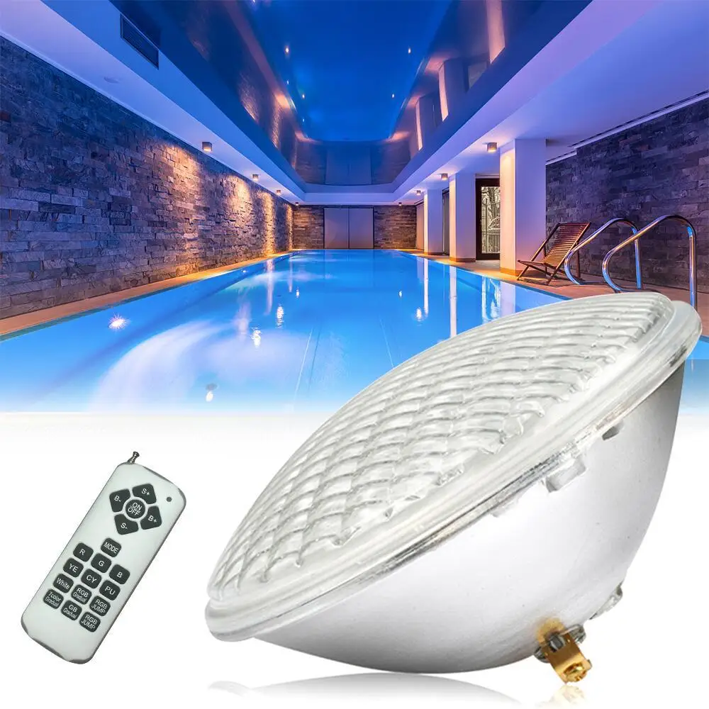 IP68 PAR56 RGB 수중 램프, 수영장 분수 조경 LED 스포트라이트, 방수 AC12V, 18W, 화이트, 웜 화이트, 블루, RGB