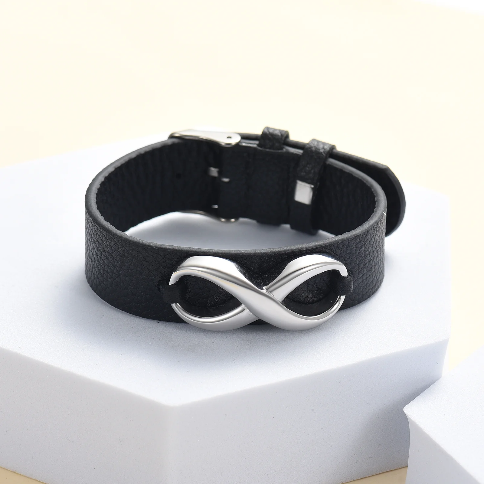 Infinity Leather Urn Bangle Bracelets for Women Men Cremation Jewelry for Ashes Wristband Memorial Urn Bangle