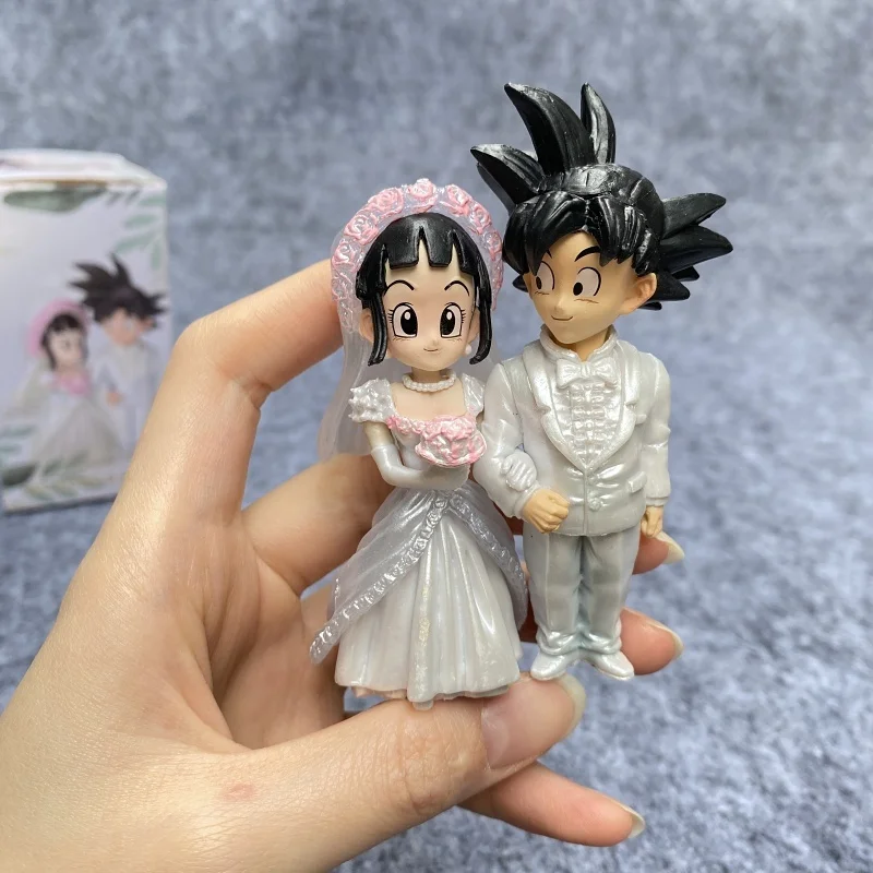

Dragon Ball Figures Son Goku Anime Figure Lg Wedding Goku Chichi Mariage Figures 9cm Scene Statue Q-Version Pvc Model Doll Toy