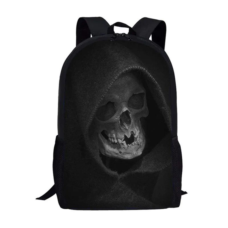

Классный черный школьный рюкзак с 3D-принтом черепа для мальчиков и девочек, Детская сумка для книг для подростков, повседневные сумки на плечо, ранец