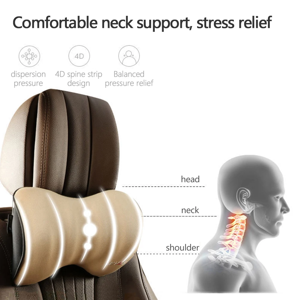 Car Lumbar Support Headrest Neck Pillow Support Universal Soft Neck Pillows Cushion Car Memory Foam Lumbar Pillow Back Support