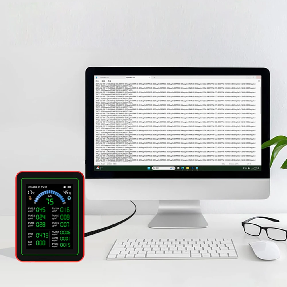 18 In 1 Professional Air Quality Detector Detect 6AQI HCHO PM2.5 PM10 CO2 Portable Air Quality Tester for Home Hotel Office Car