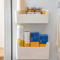 กล่องจัดระเบียบติดตู้แบบมีกาวติดผนังและแบบตั้งโต๊ะอเนกประสงค์สำหรับห้องครัว ไม่ต้องเจาะ ตะกร้าแขวนสำหรับเก็บของ 3