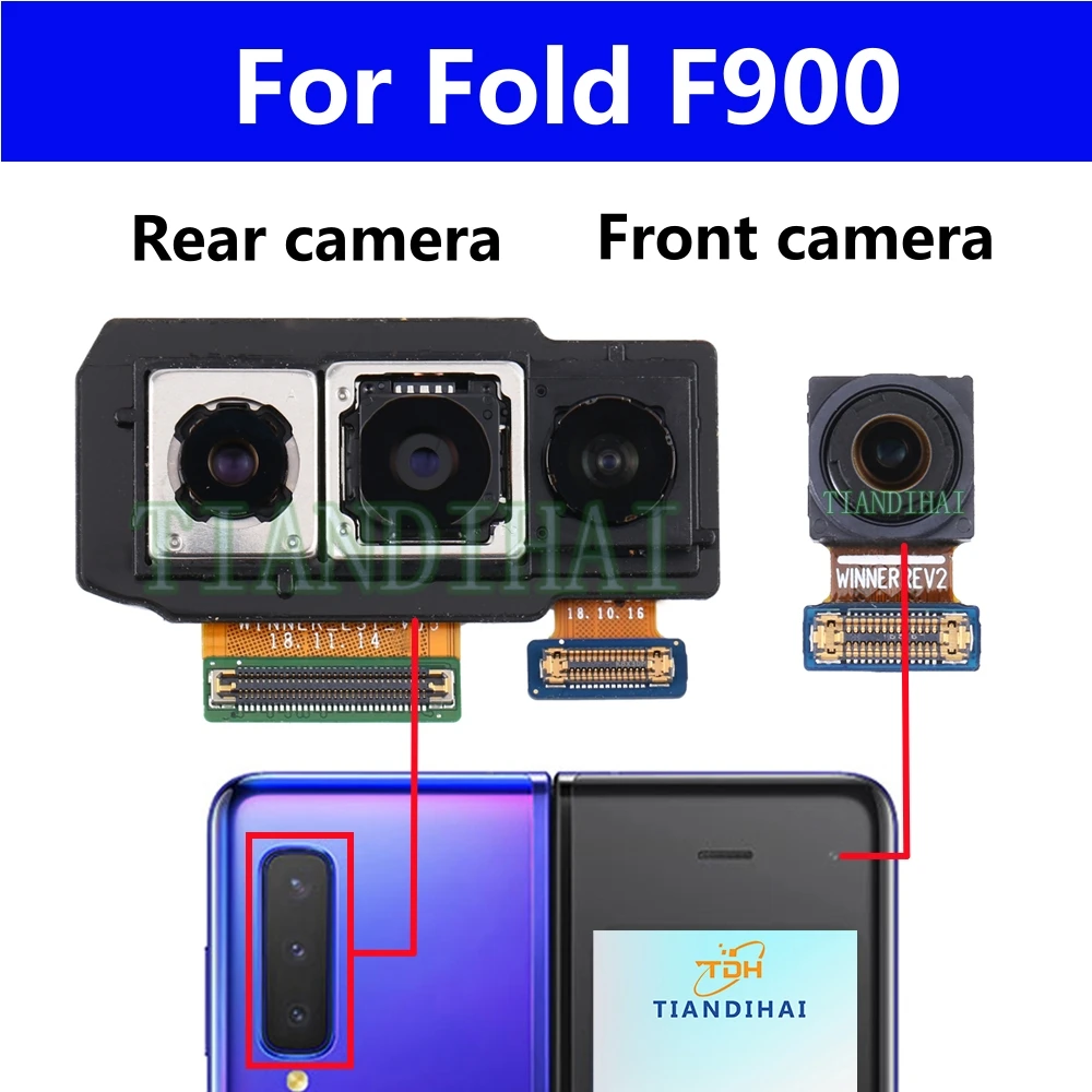 

Original For Samsung Galaxy Fold F900 F900F Main Front Selfie Camera Rear Back Wide Camera Module Flex Cable Parts Replacement