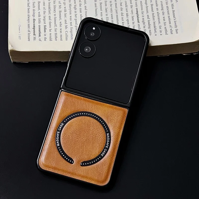 Retro Plain Vegan Leather Case with Magnetic Ring - Protective Back Cover