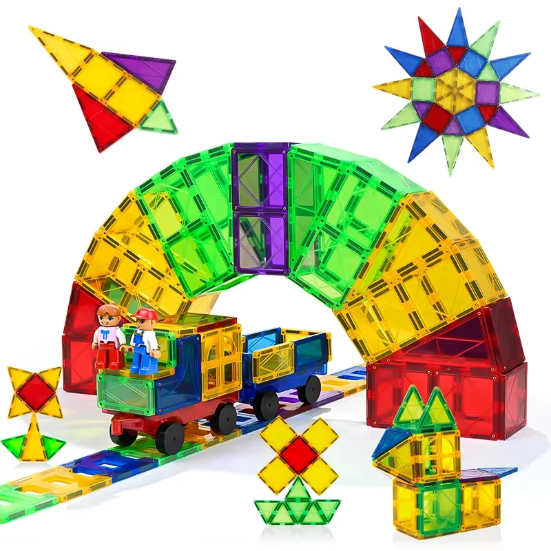 Magnetic Building Blocks Construction Sets Children DIY Montessori Educational Toys Strong Magnet Tiles Kids Gift