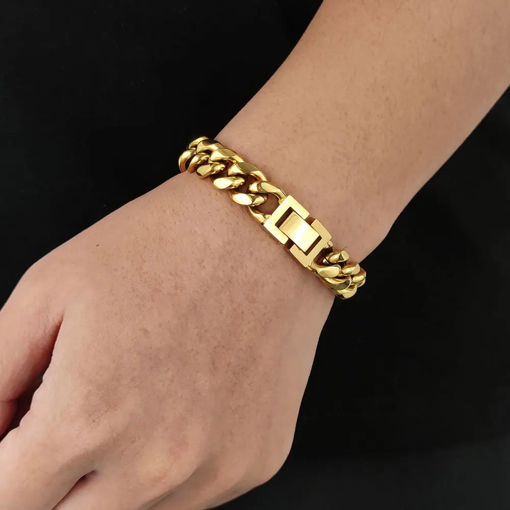 Women's ID Bracelet in 18k Gold Plating - 2 | Mens gold bracelets,  Personalized gold bracelet, Mens gold