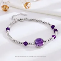 Unique Bracelets for Women, S925 Sterling Silver Amethyst Beaded Bracelet with Luxurious Charm for Best Friend and Girlfriend 1