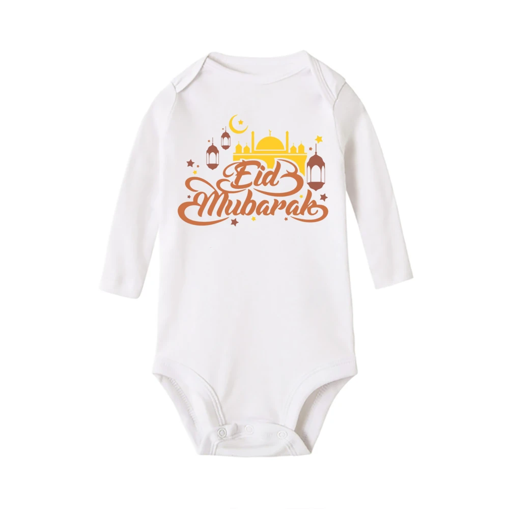Baby Romper Boys Girl Clothes Eid Mubarak Print Infant Bodysuit Eid Toddler Long Sleeve Rompers Newbron Shower Gift Bodysuits 4