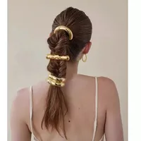 Pinces à Cheveux en Métal Double Couche pour Femme, Chouchous artificiel astiques, Simple, Épais, Creux, à la Mode 3