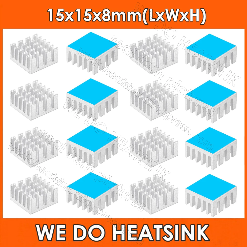 

Wholesale 15x15x8mm Silver Slotted Aluminum Heatsink Cooler With Thermally Conductive Double Sided Adhesive Tape