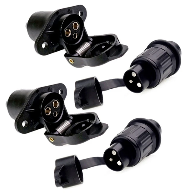 2pcs/set Trailer Plug Adapter Motorhome Power Cord Socket